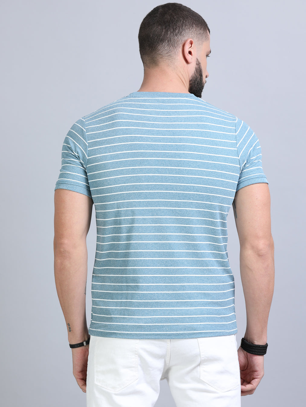 Spruce Blue Strips T-Shirt Plain T-Shirts Bushirt   