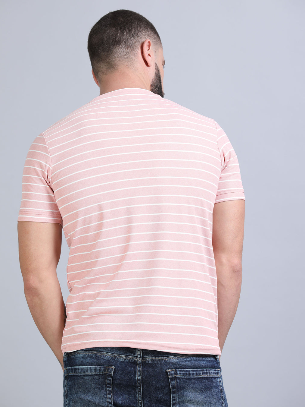 Pink Strips T-Shirt Plain T-Shirts Bushirt   