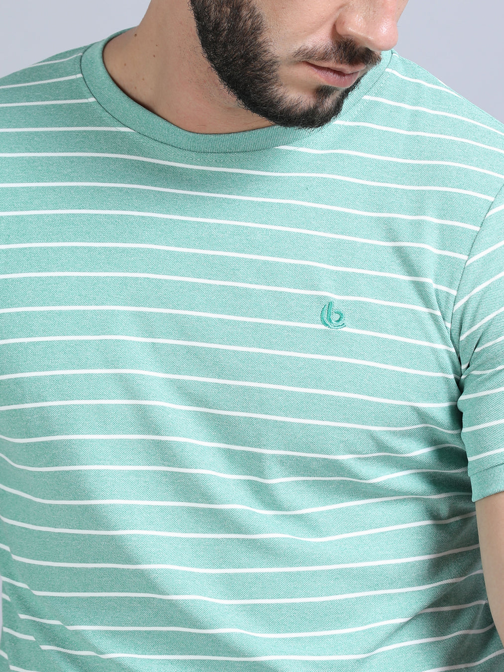 Mint Green Strips T-Shirt Plain T-Shirts Bushirt   
