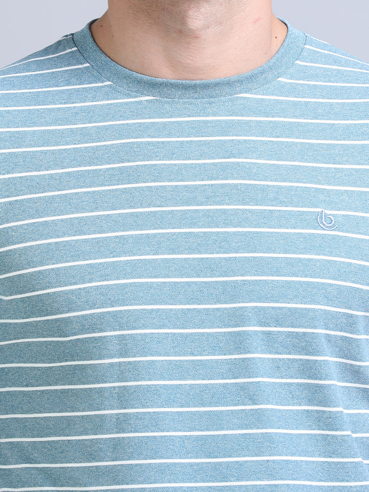 Spruce Blue Strips T-Shirt Plain T-Shirts Bushirt   