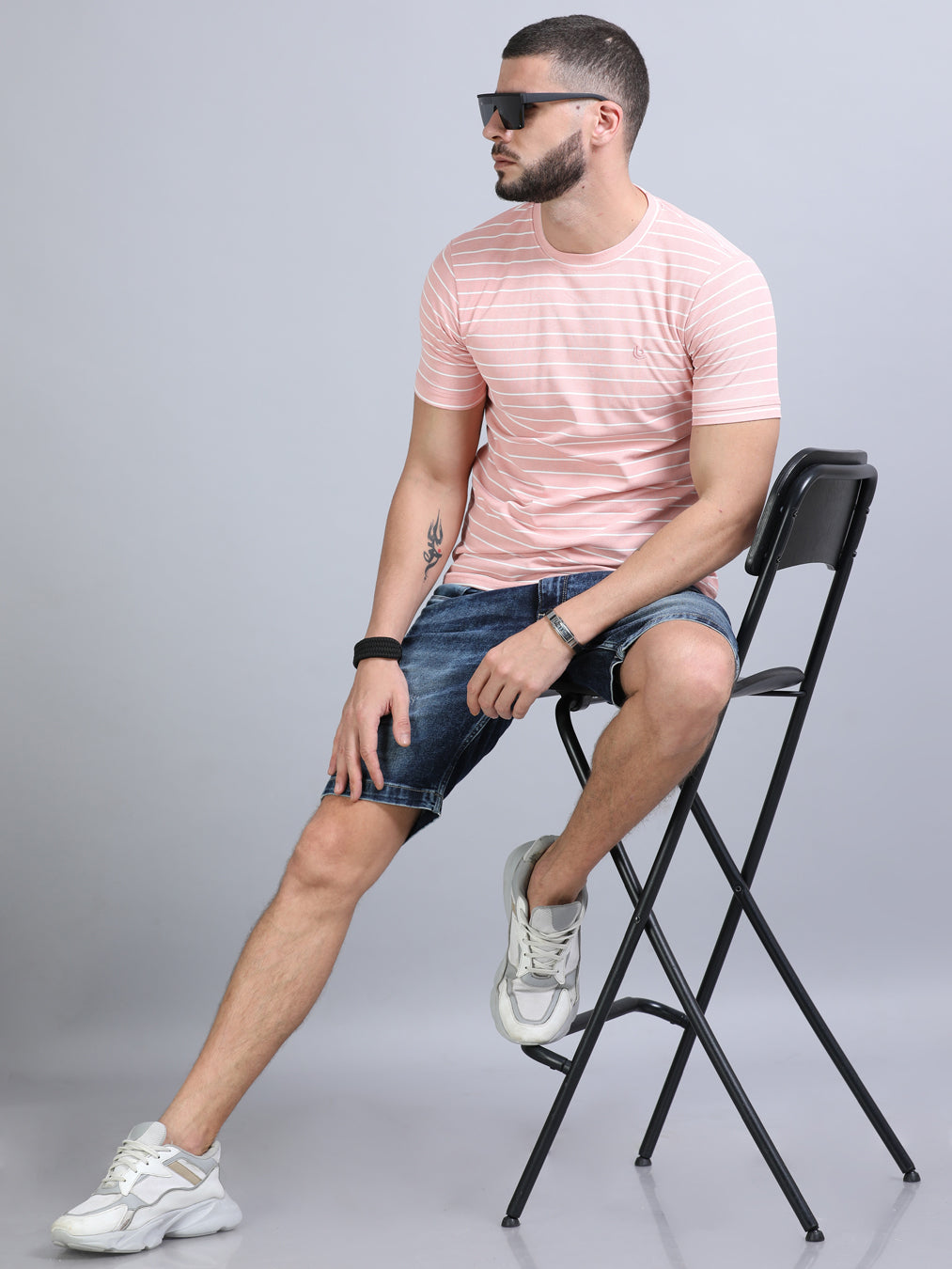 Pink Strips T-Shirt Plain T-Shirts Bushirt   