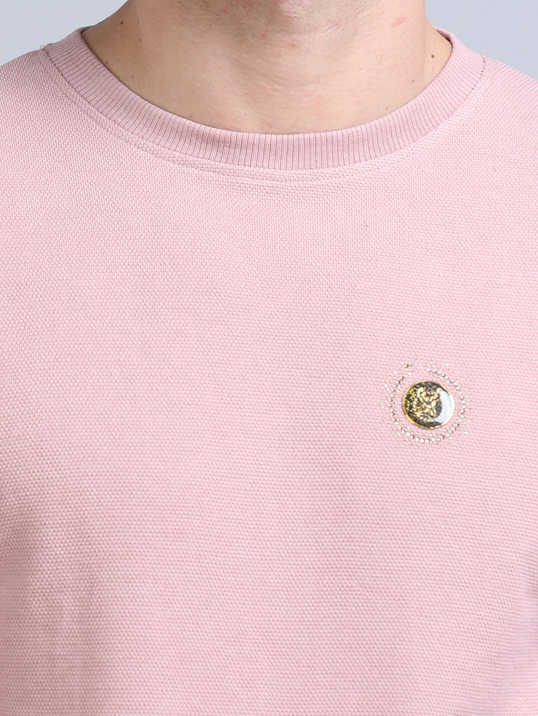 Acrylic Pastel Peach Solid Sweatshirt Sweatshirt Bushirt   