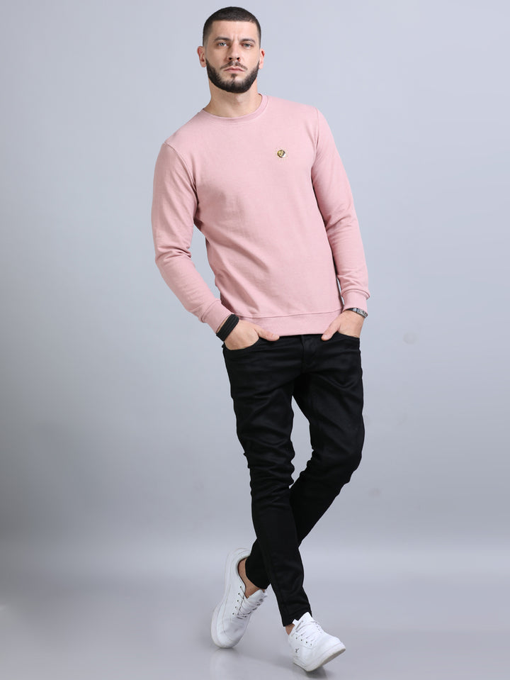 Acrylic Pastel Peach Solid Sweatshirt Sweatshirt Bushirt   