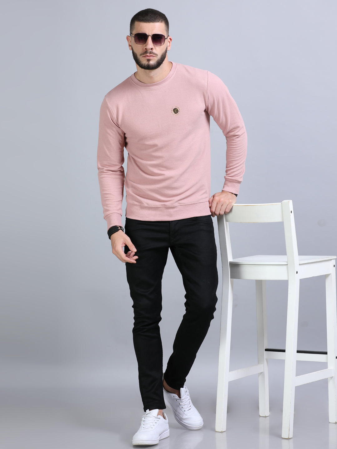 Acrylic Pastel Peach Solid Sweatshirt Sweatshirt Bushirt   