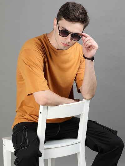 Tan Oversize Solid T-Shirt Oversize T-Shirt Bushirt   