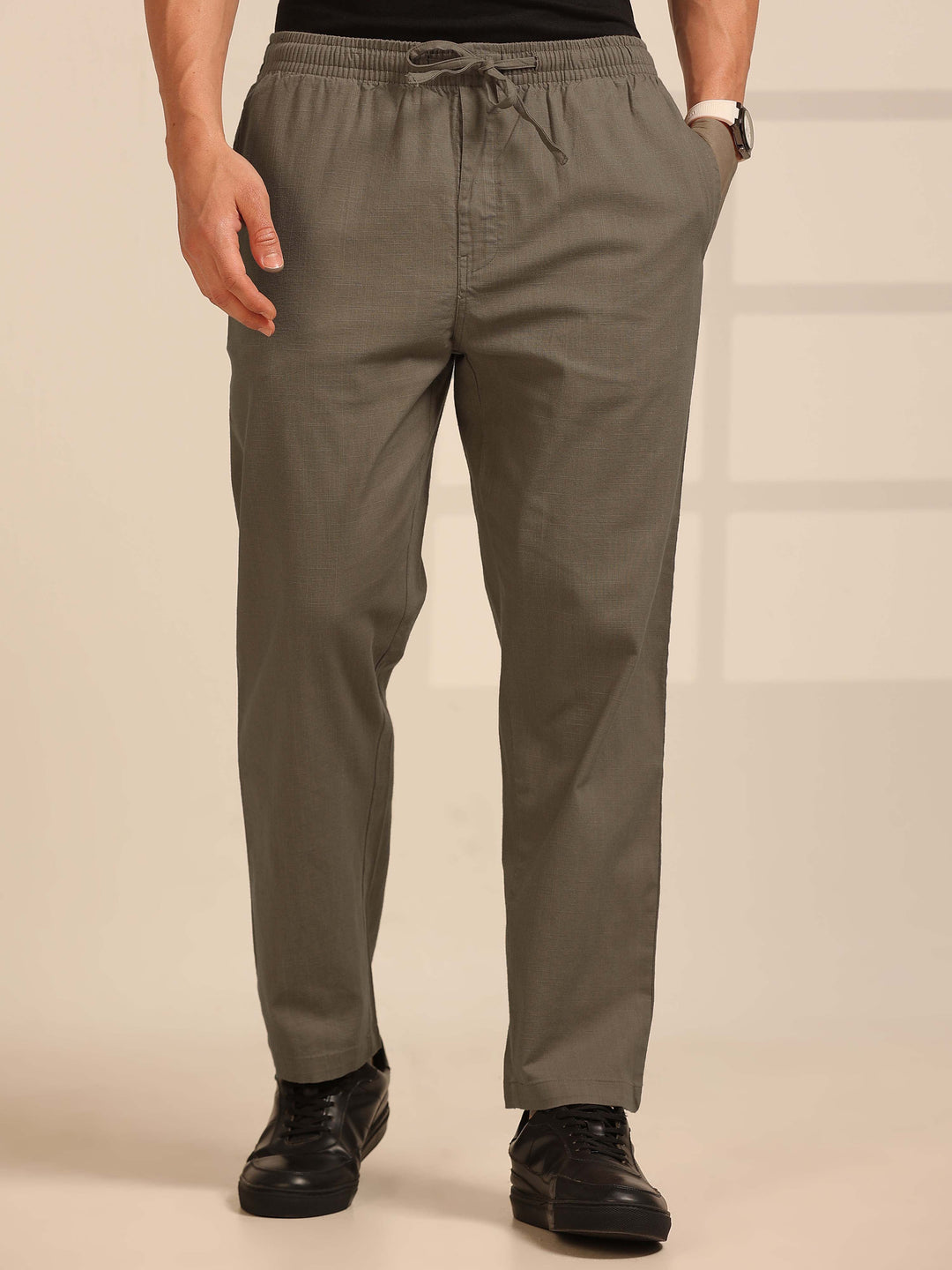 Taupe Grey Linen Relaxed Fit Trouser Linen Trouser Bushirt