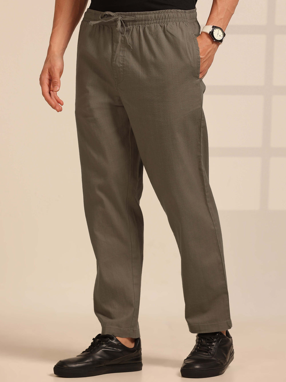 Taupe Grey Linen Relaxed Fit Trouser Linen Trouser Bushirt