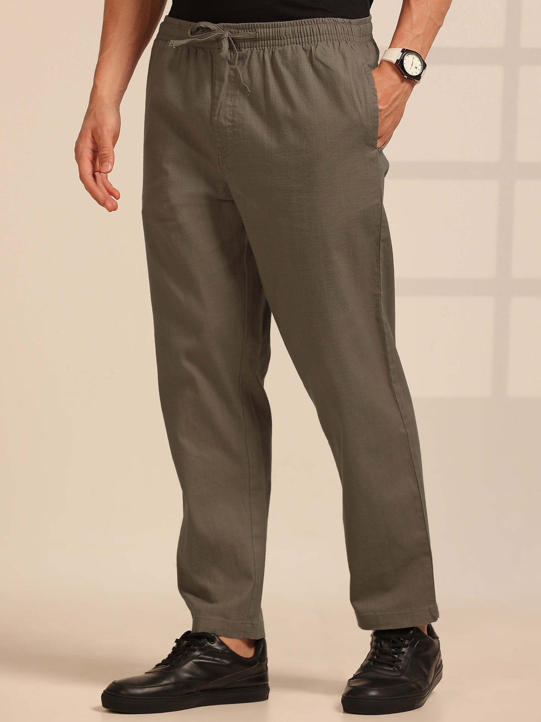 Taupe Grey Linen Relaxed Fit Trouser Linen Trouser Bushirt