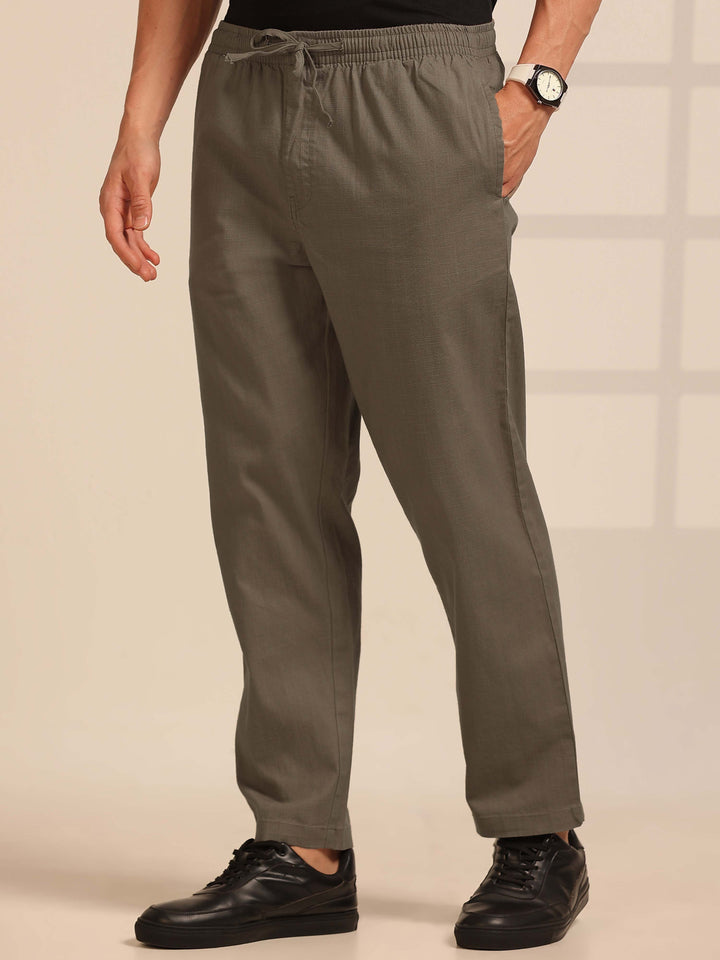 Taupe Grey Linen Relaxed Fit Trouser Linen Trouser Bushirt