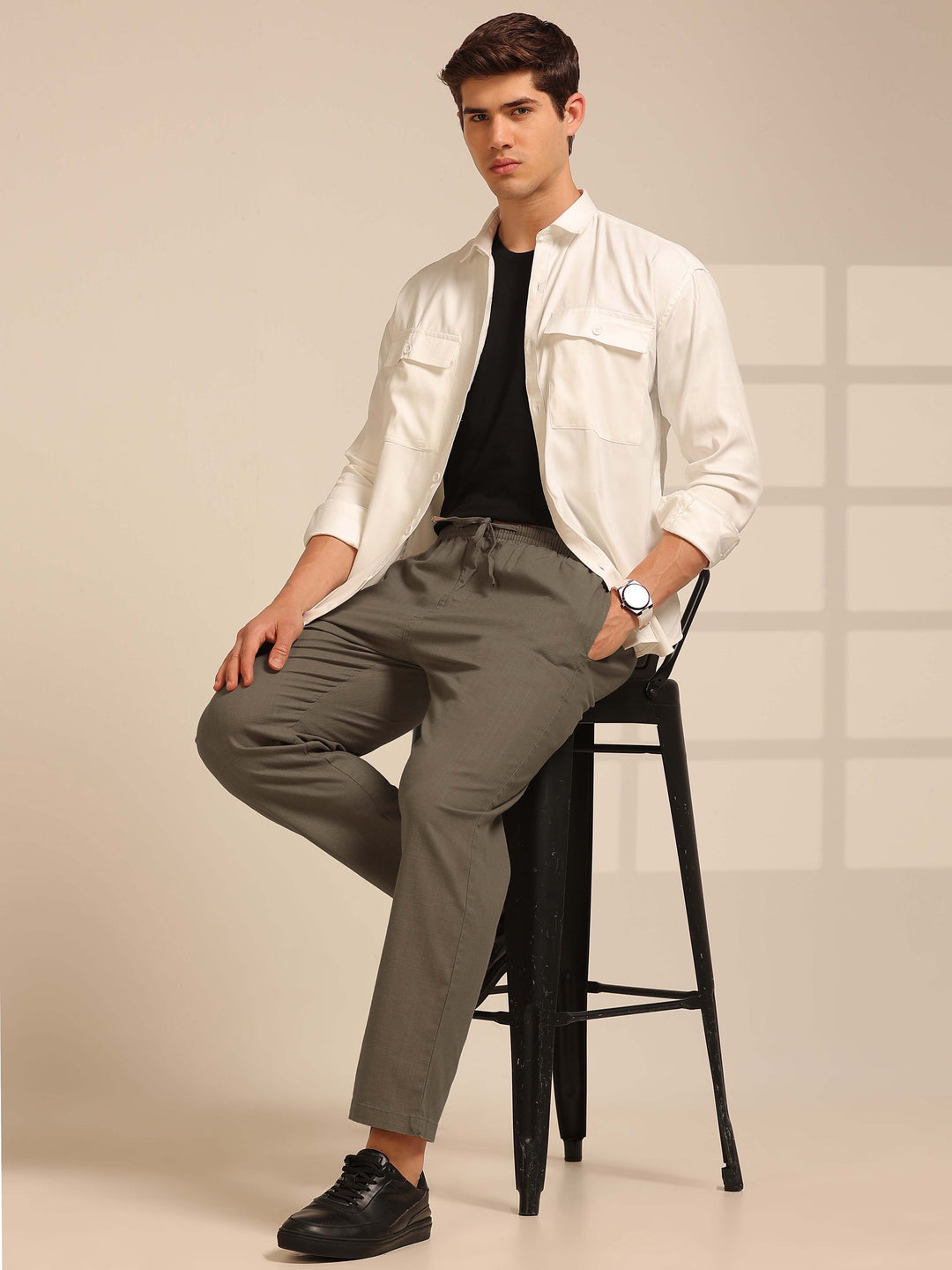 Taupe Grey Linen Relaxed Fit Trouser Linen Trouser Bushirt