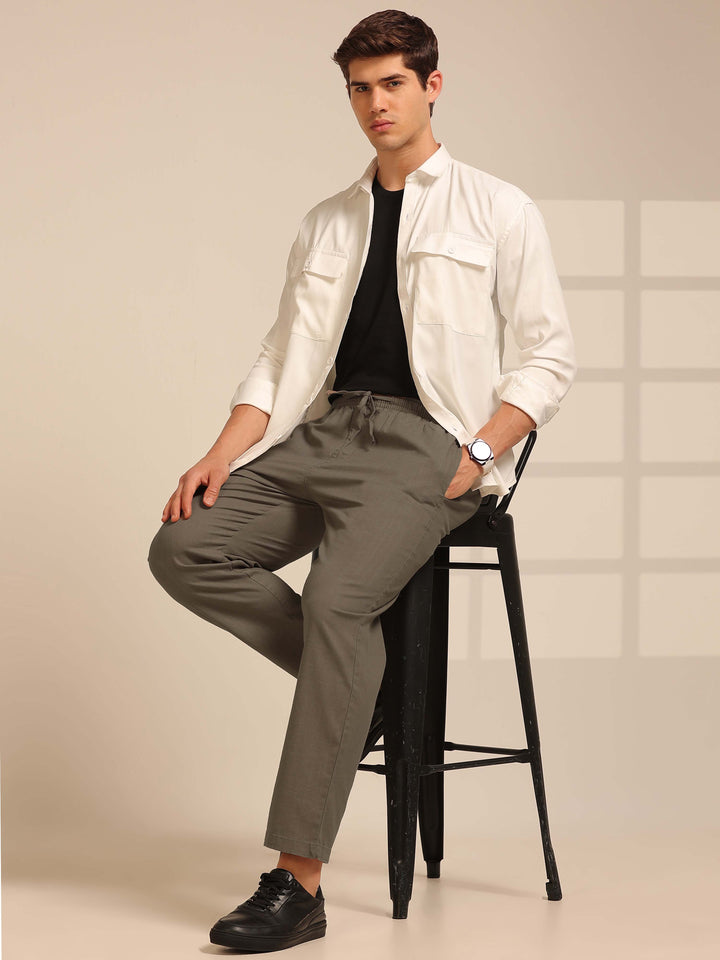 Taupe Grey Linen Relaxed Fit Trouser Linen Trouser Bushirt