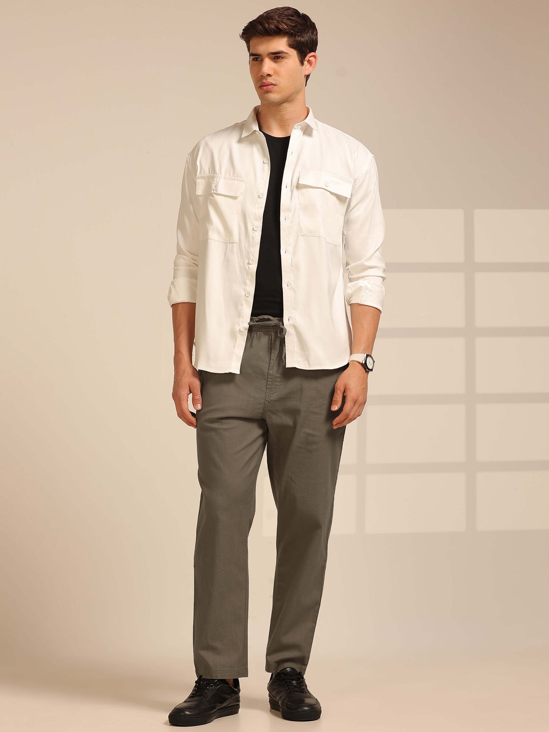 Taupe Grey Linen Relaxed Fit Trouser Linen Trouser Bushirt