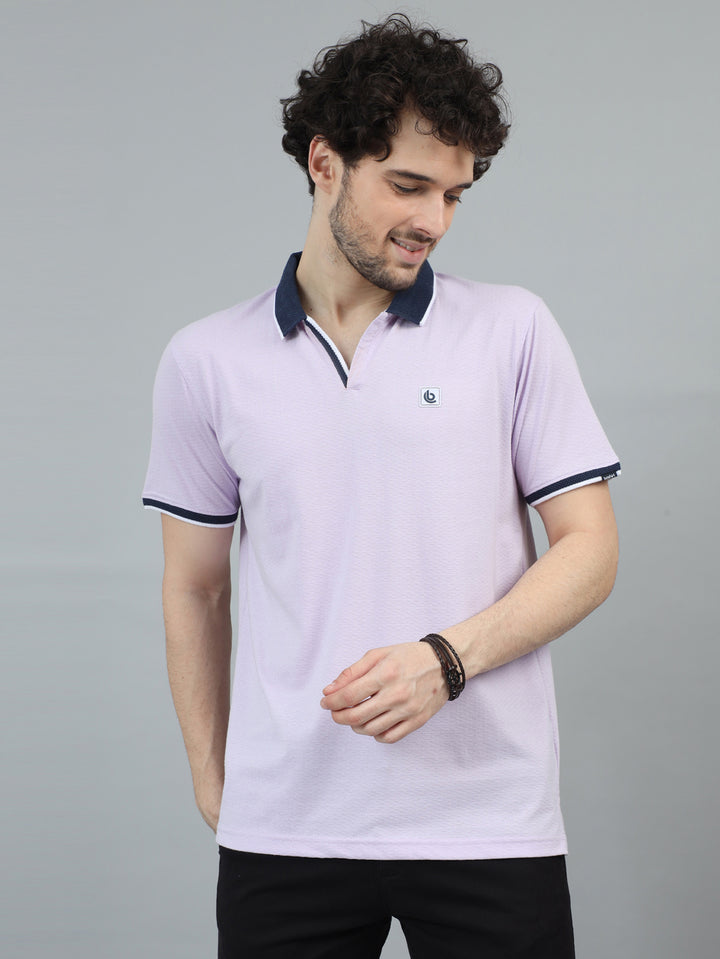 Lilac V-Neck Polo T-Shirt Polo Tees Bushirt   