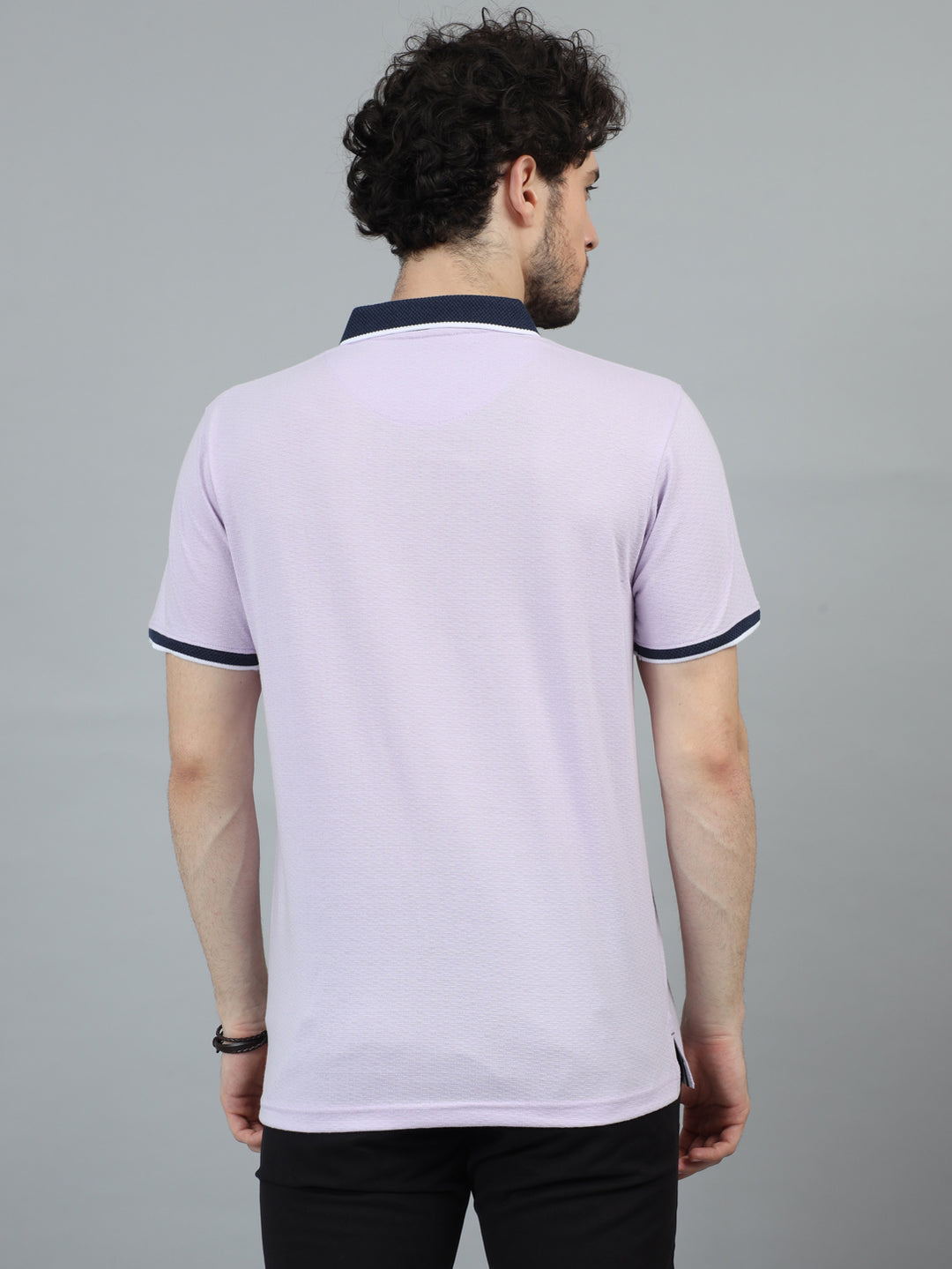 Lilac V-Neck Polo T-Shirt Polo Tees Bushirt   