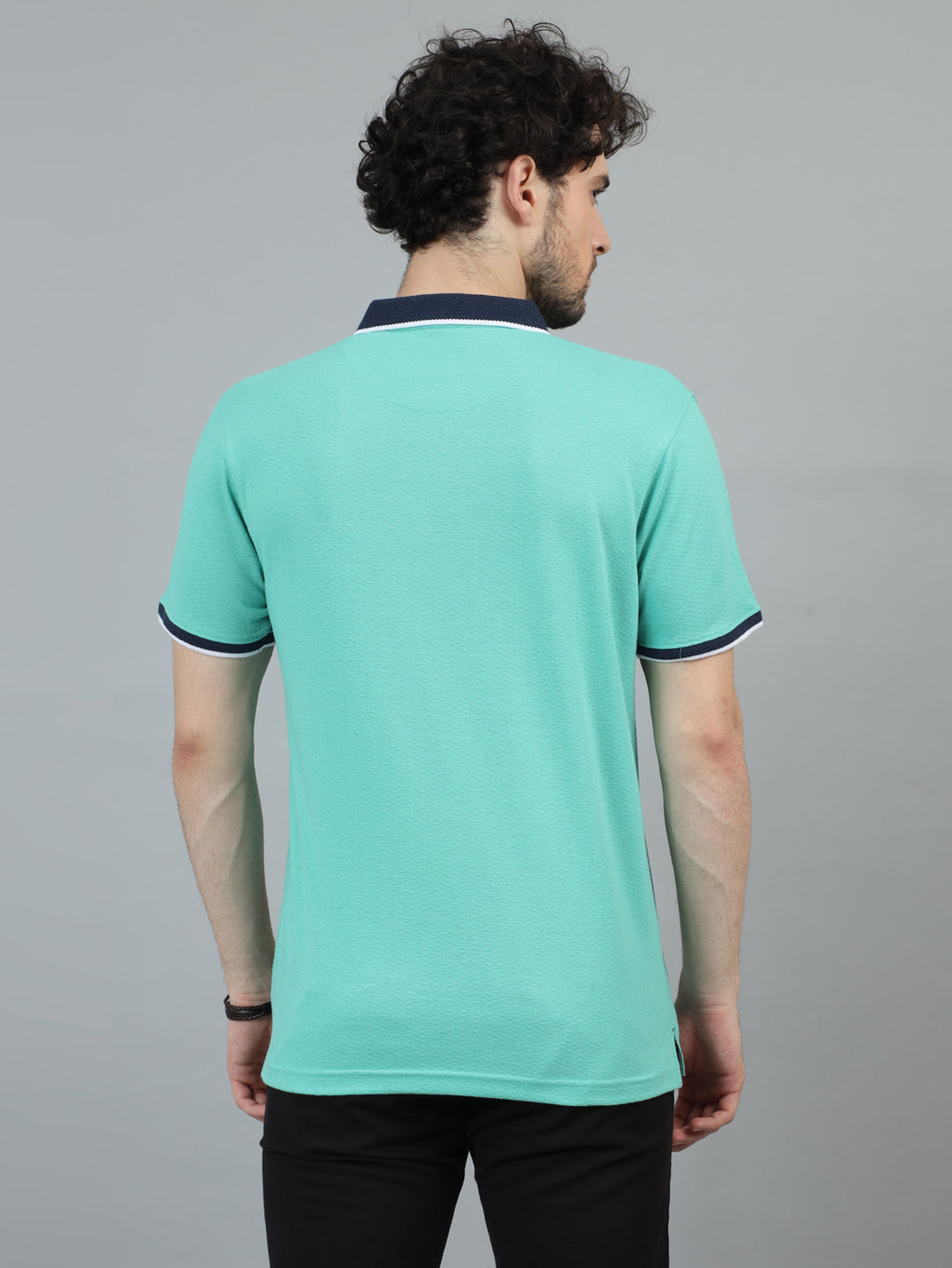 Aqua Green V-Neck Polo T-Shirt Polo Tees Bushirt   