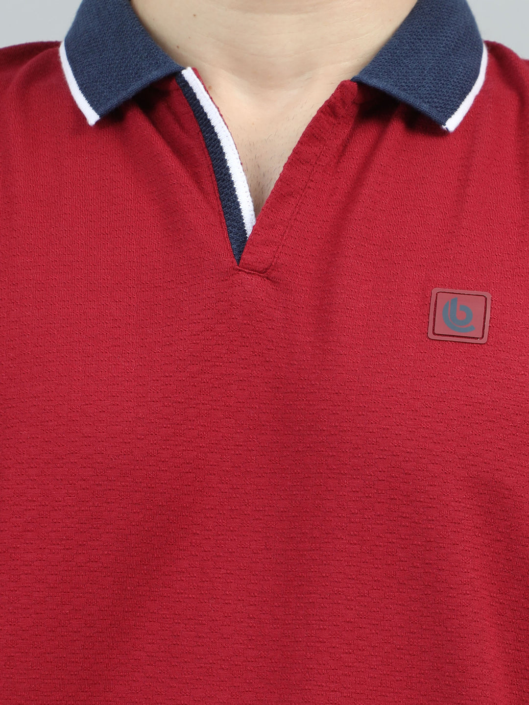 Deep Red V-Neck Polo T-Shirt Polo Tees Bushirt   