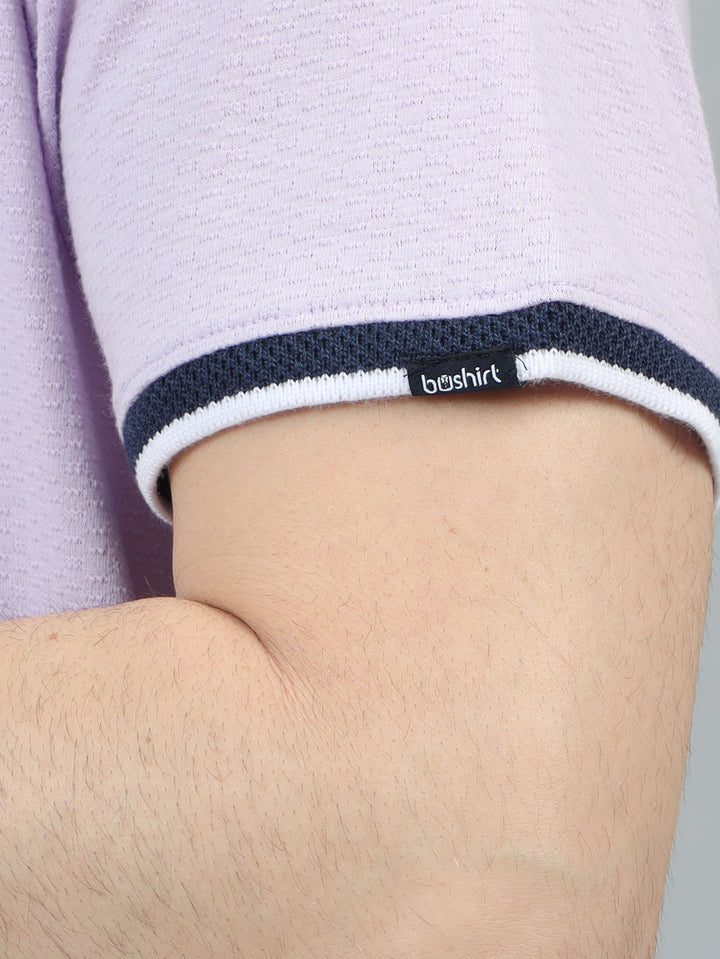 Lilac V-Neck Polo T-Shirt Polo Tees Bushirt   