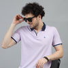 Lilac V-Neck Polo T-Shirt Polo Tees Bushirt   