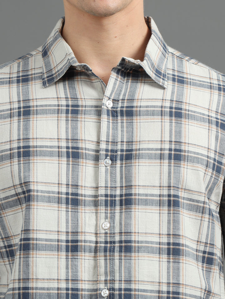 Quaint Beige Checked Shirt Checks Shirt Bushirt   