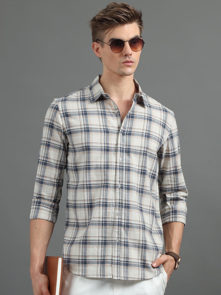 Quaint Beige Checked Shirt Checks Shirt Bushirt   