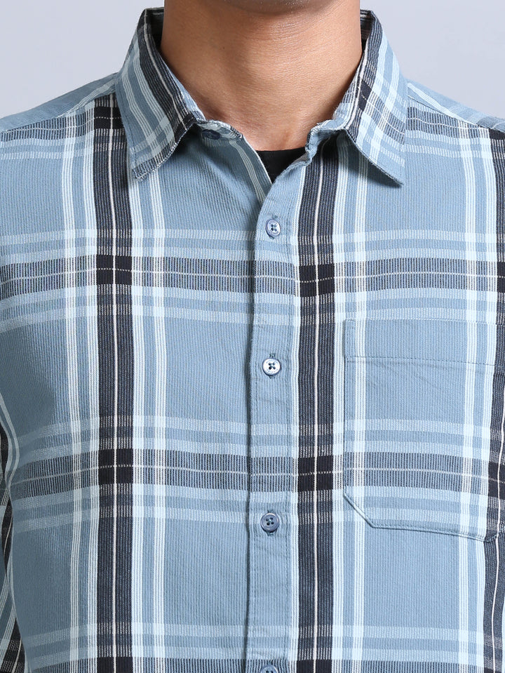 Wale Quadrey Pastel Blue Checks Shirt Checks Shirt Bushirt   