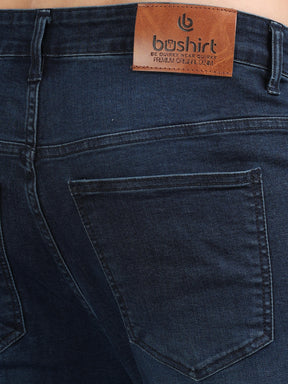 Dark Blue Solid Slim Fit Jeans Jeans Bushirt   