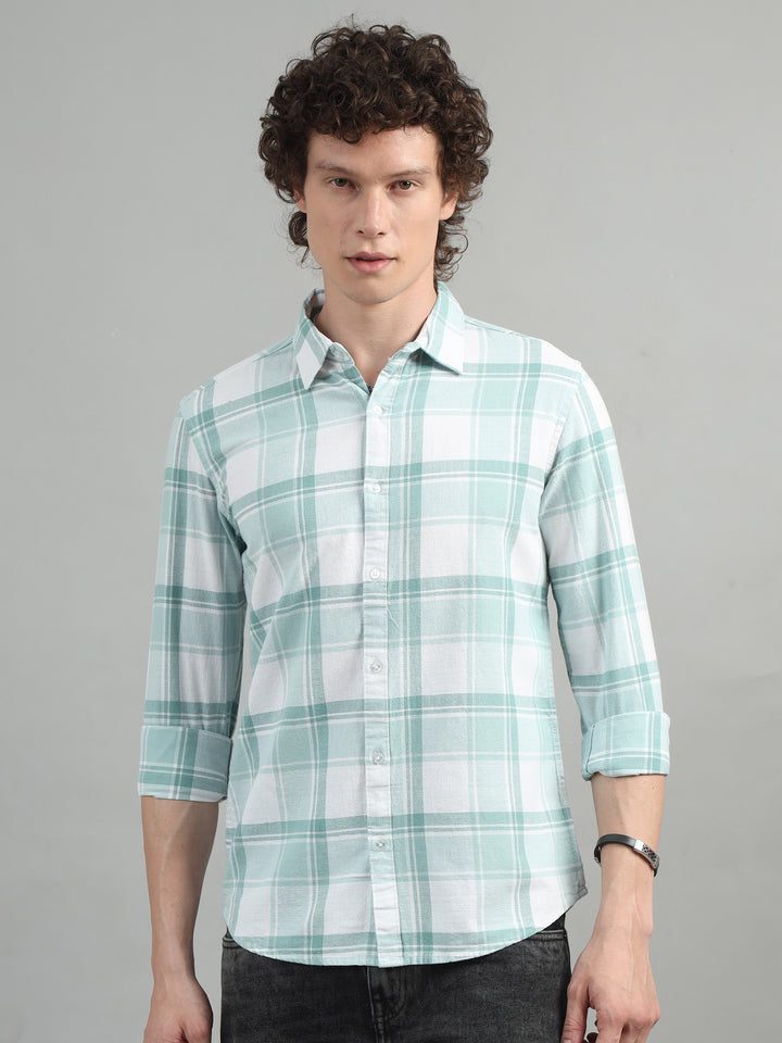 Laurel Green Regular Fit Check Shirt Checks Shirt Bushirt