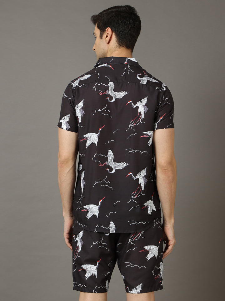 Flamingo Black Co-Ords Regular Size Co-Ords Bushirt   