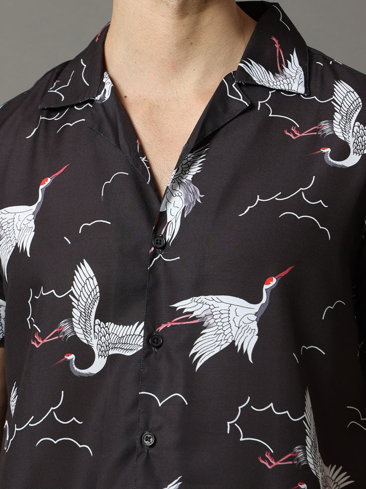 Flamingo Black Co-Ords Regular Size Co-Ords Bushirt   