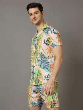 Monster Leaf Peach Co-Ords Co-Ords Bushirt   
