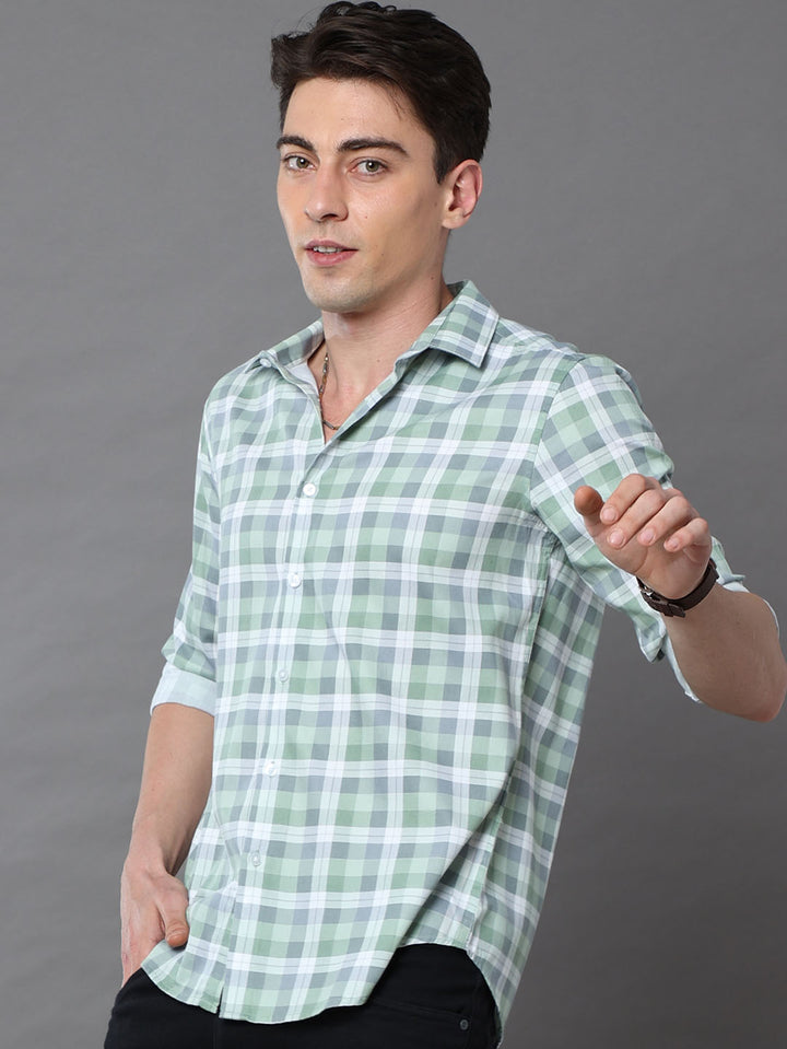 Sage Green Checks Shirt Checks Shirt Bushirt   