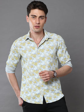 Crisp Leaf Yellow Shirt Printed Shirt Bushirt   