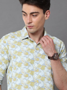 Crisp Leaf Yellow Shirt Printed Shirt Bushirt   