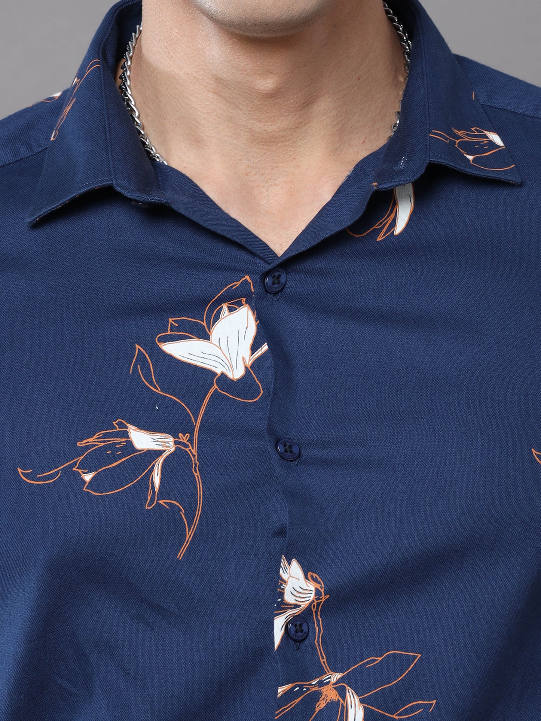 Daisy Navy Blue Shirt Printed Shirt Bushirt   