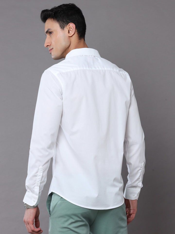 White Solid Shirt Solid Shirt Bushirt   