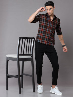 Taupe Checks Shirt Checks Shirt Bushirt   
