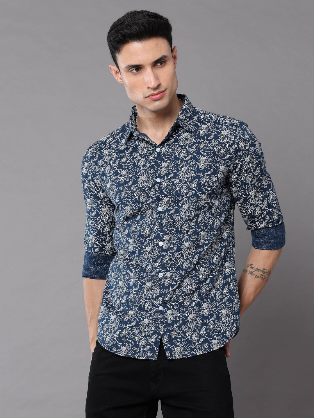 Elegant Paisley Persian Blue Shirt Printed Shirt Bushirt   