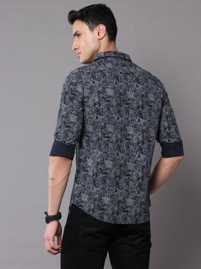 Elegant Paisley Navy Blue shirt Printed Shirt Bushirt   