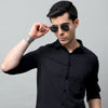 Black Solid Shirt Solid Shirt Bushirt   