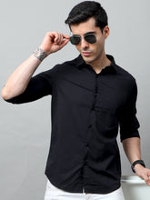 Black Solid Shirt Solid Shirt Bushirt   