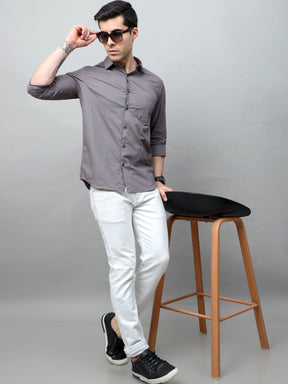 Fog Grey Solid Shirt Solid Shirt Bushirt   