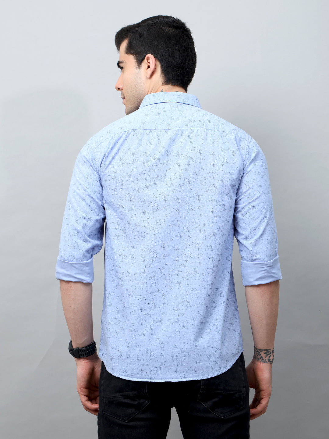 Light Blue Printed Shirt Printed Shirt Bushirt   