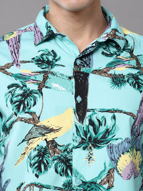 Parrot Tiffany Blue Shirt Printed Shirt Bushirt   