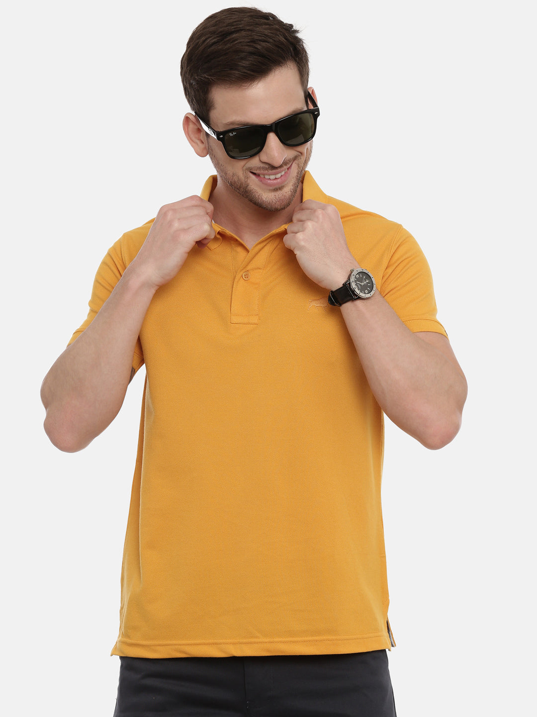 Mustard Polo Neck T-Shirt Polo Tees Bushirt   