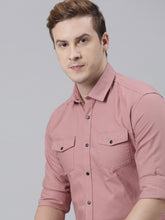Salmon Pink Cargo Shirt Solid Shirt Bushirt   