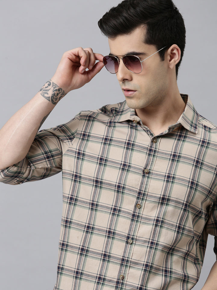 Heritage Beige Checks Shirt Checks Shirt Bushirt   