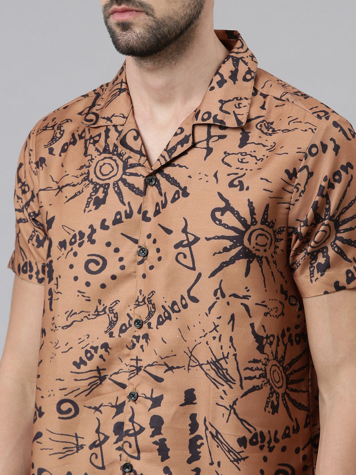 Brown Printed Co-Ords Co-Ords Bushirt   