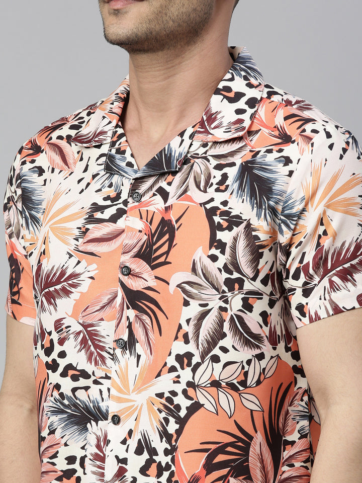 Tropical Leaves Cream Co-Ords Co-Ords Bushirt   