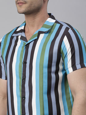 Spruce Black Stripe Night Suits Co-Ords Bushirt   