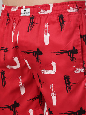 All Over Printed Scarlet Red Boxer Boxers Bushirt   